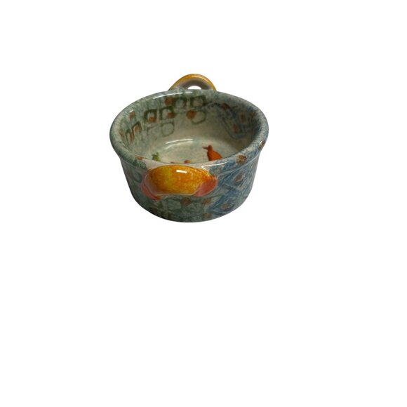 Hand Painted Ceramic Bowl With Fish Motif & Dual Handles Made In Italy - Picture 3 of 5